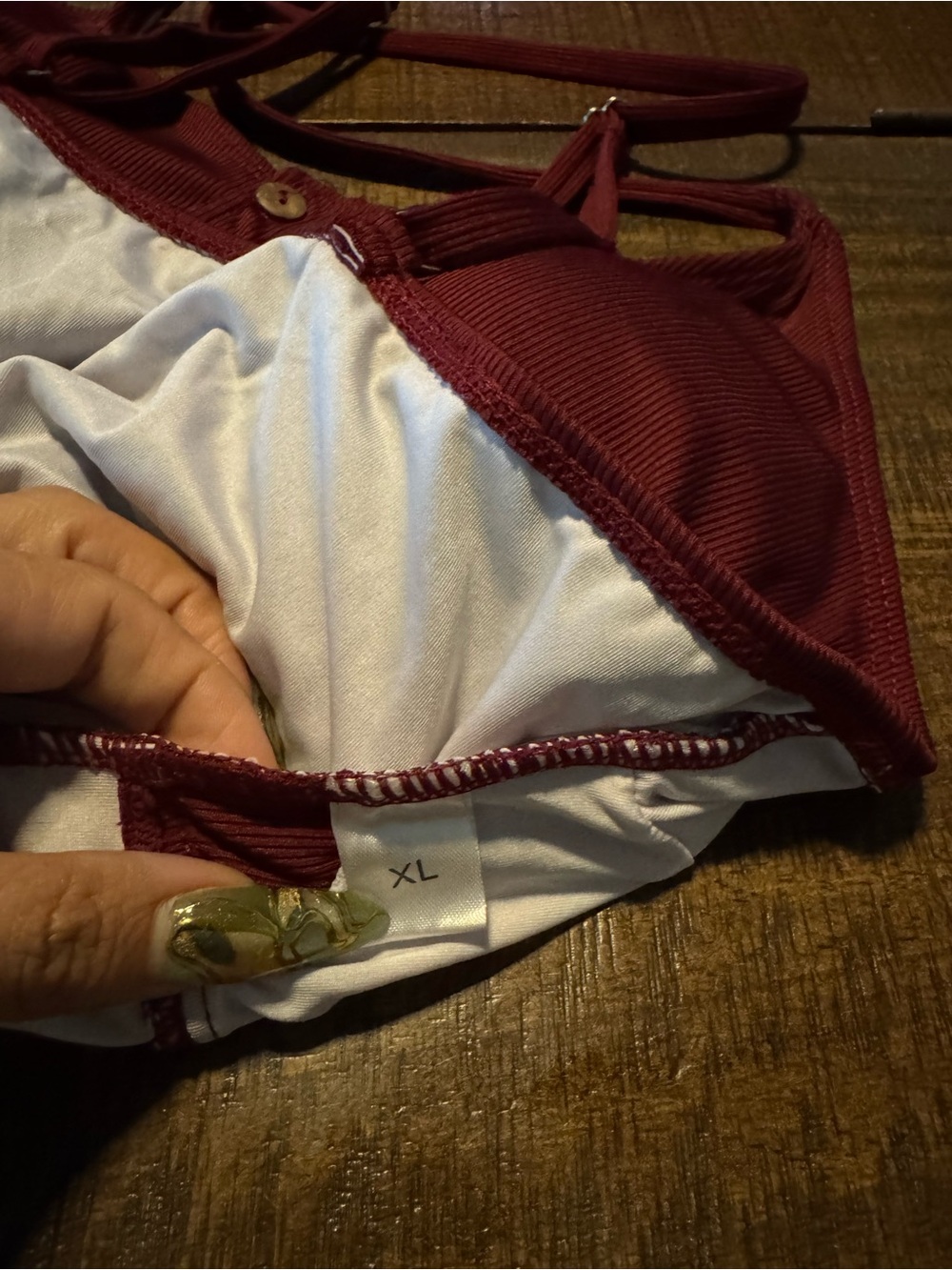 Maternity Ribbed One-Piece Swimsuit in Burgundy - Picture 5 of 5